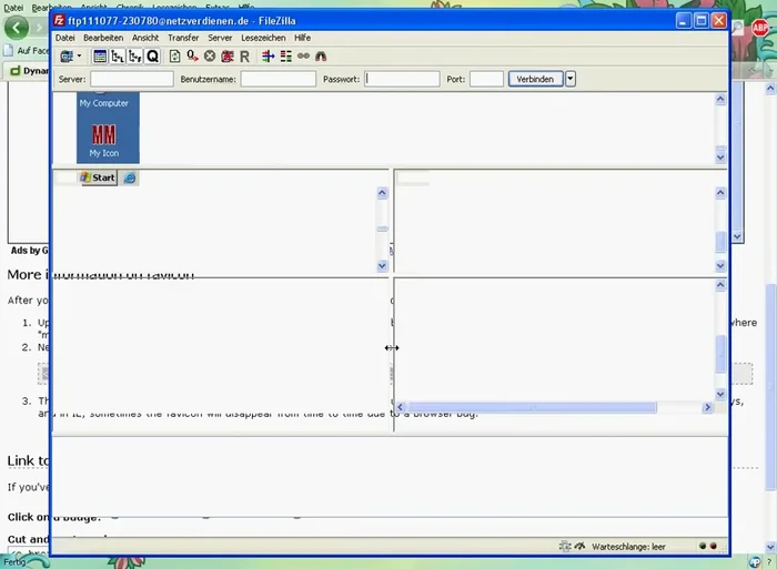 Laden Sie Ihre HTML-Datei und das Favicon-Icon mit einem FTP-Client (z.B. FileZilla) auf Ihren Webserver hoch. Stellen Sie sicher, dass beide Dateien im selben Hauptverzeichnis liegen.