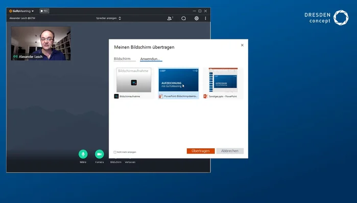 Die Aufzeichnungsfunktion in GoToMeeting aktivieren.