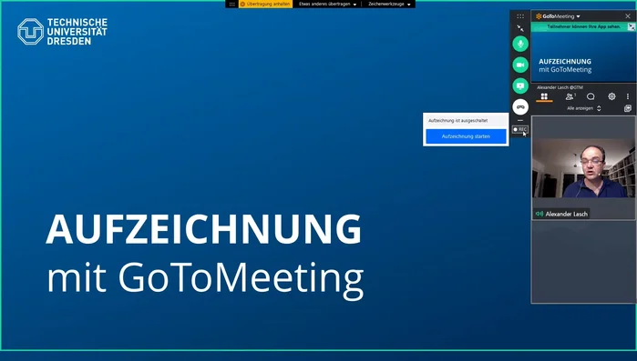 Die Aufzeichnungsfunktion in GoToMeeting aktivieren.