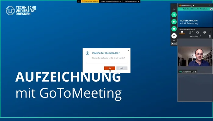 Die Aufzeichnung in der GoToMeeting-Chronik herunterladen.