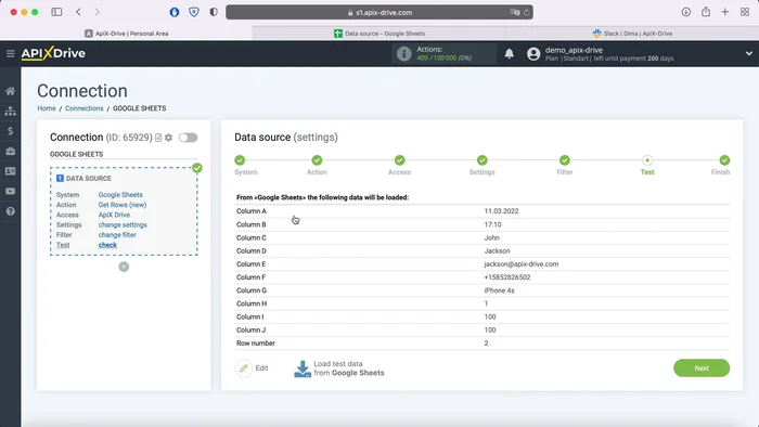 Beispiel der Datenzeichenfolge überprüfen und auf "Weiter" klicken