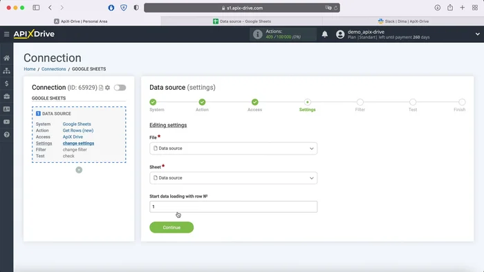 Beispiel der Datenzeichenfolge überprüfen und auf "Weiter" klicken