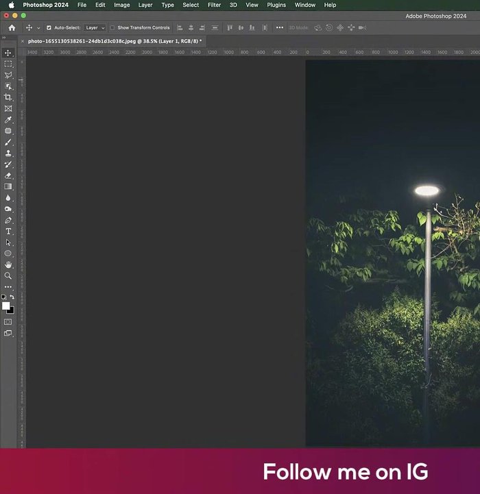 Bereich für den Lichtreflex auswählen: Wähle das rechteckige Auswahlwerkzeug und markiere den Bereich, wo der Lichtreflex erscheinen soll.