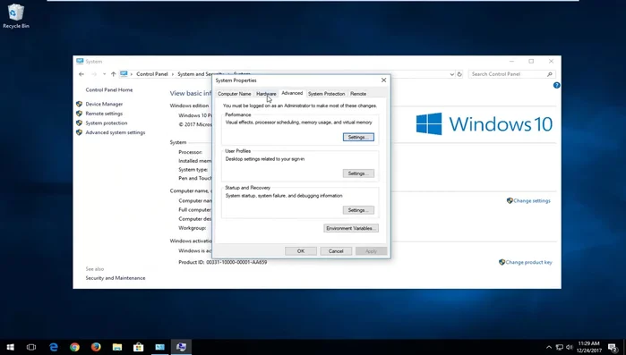 Gehen Sie auf die Registerkarte "Hardware".